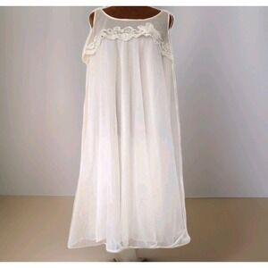 Vintage Van Raalte 60s Nightgown Dress Chiffon Lace Size Small Bridal Romantic
